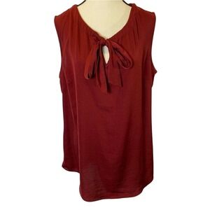 Cabi Crimson‎ Cinch Blouse # 3602 Sleeveless Tie Bow Women's Size Large